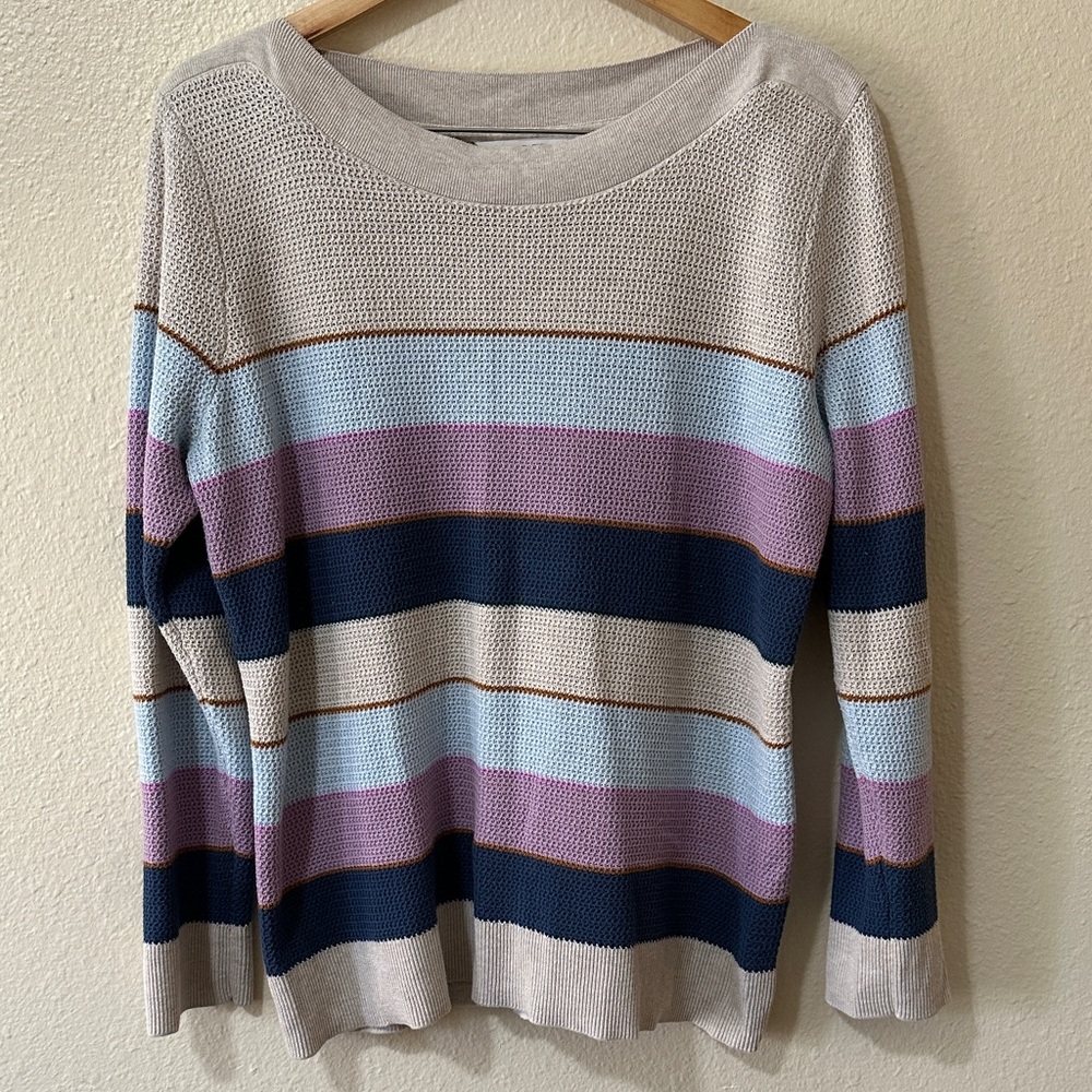 Market & Spruce Women's Multicolor Striped Cotton Blend Sweater